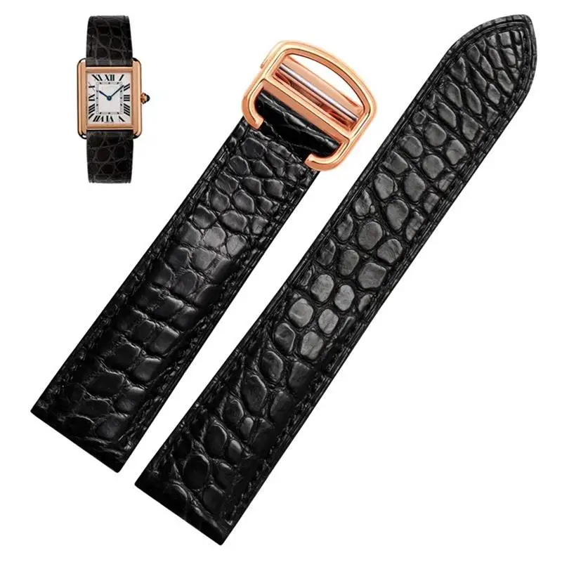 

SCHIK Crocodile Leather Watch Strap,For Cartier Watch Band 20mm,Leather Tank Key London Calibo Watch Chain Women 20mm