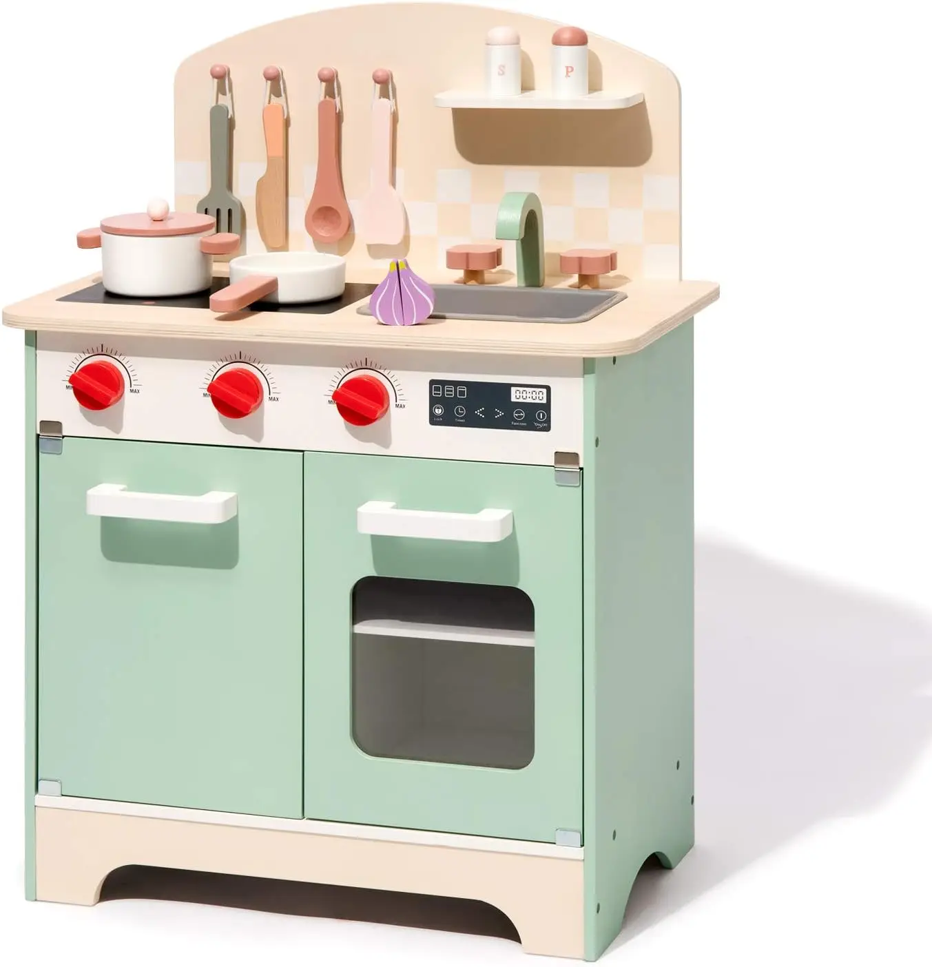 Juego de cocina para niños y niños pequeños, juego de simulación de madera, juguete de regalo para niñas y niños
