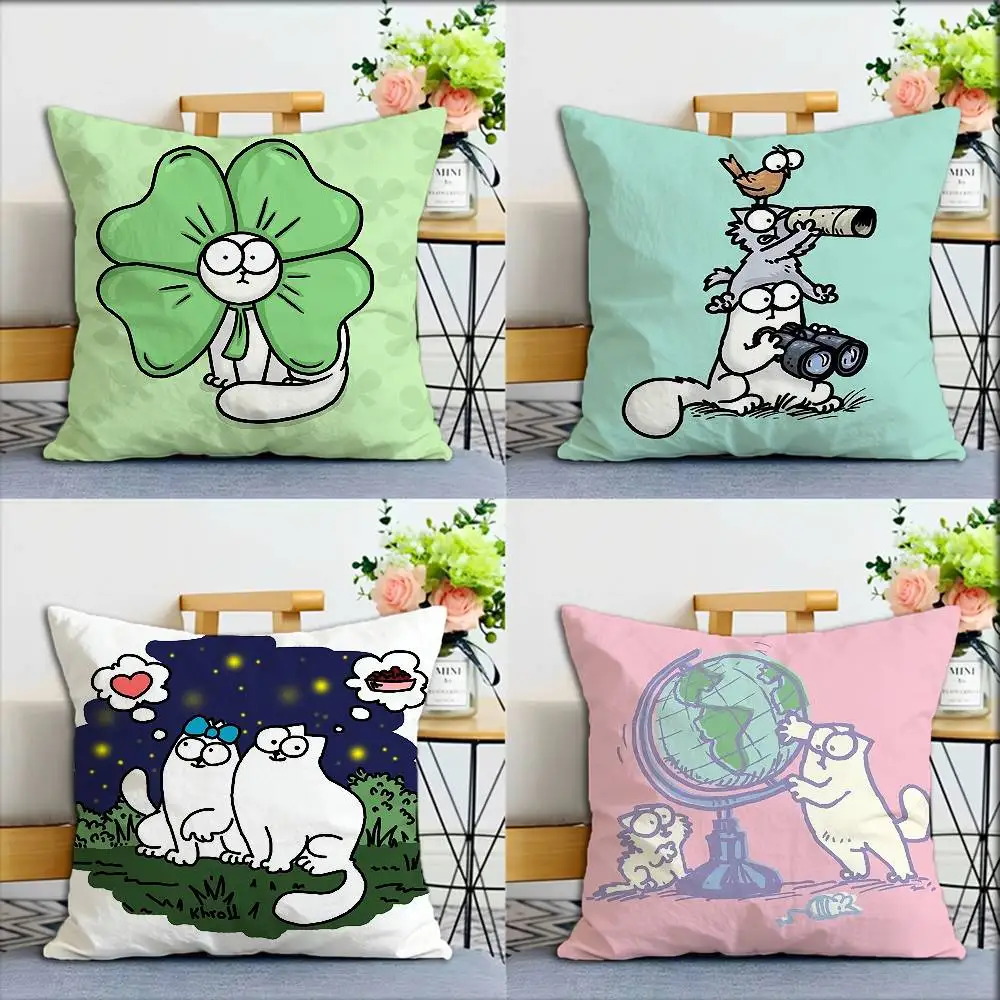 

cute anime s-Simons Cat World Various Sizes Square Pillow Case For Car Home Bedchamber Decor