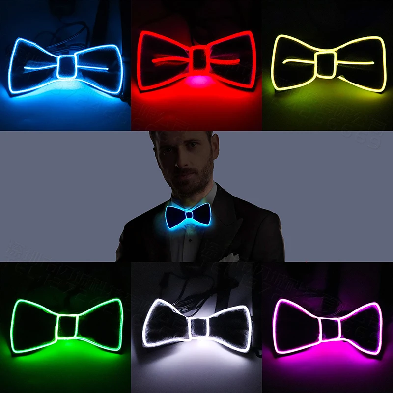 Funny LED Glowing Bow Tie For Birthday Party Christmas Carnival Party Glow-in-the-dark  Bow Tie Prom Cosplay Performance Props