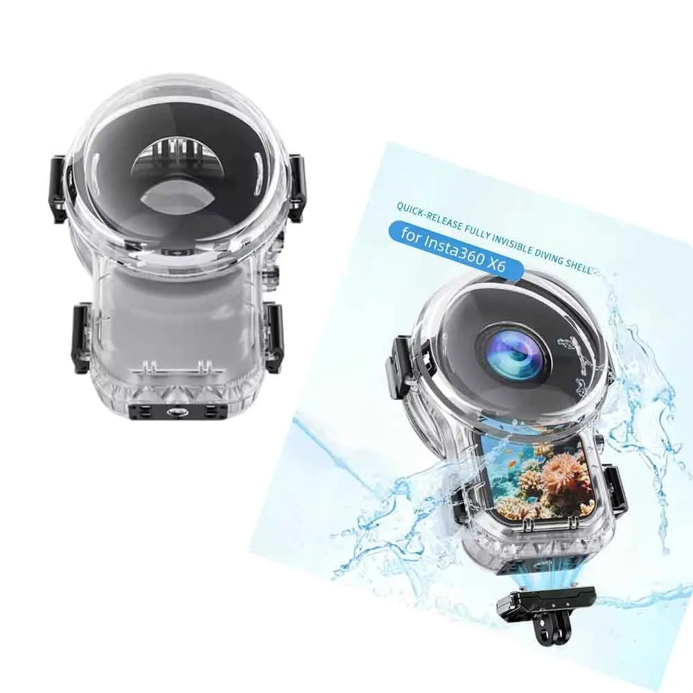 for Insta360 X6 Fully Invisible Diving Shell Waterproof Housing Anti‑Scratch Magnetic Quick‑Release Underwater Camera Accessory