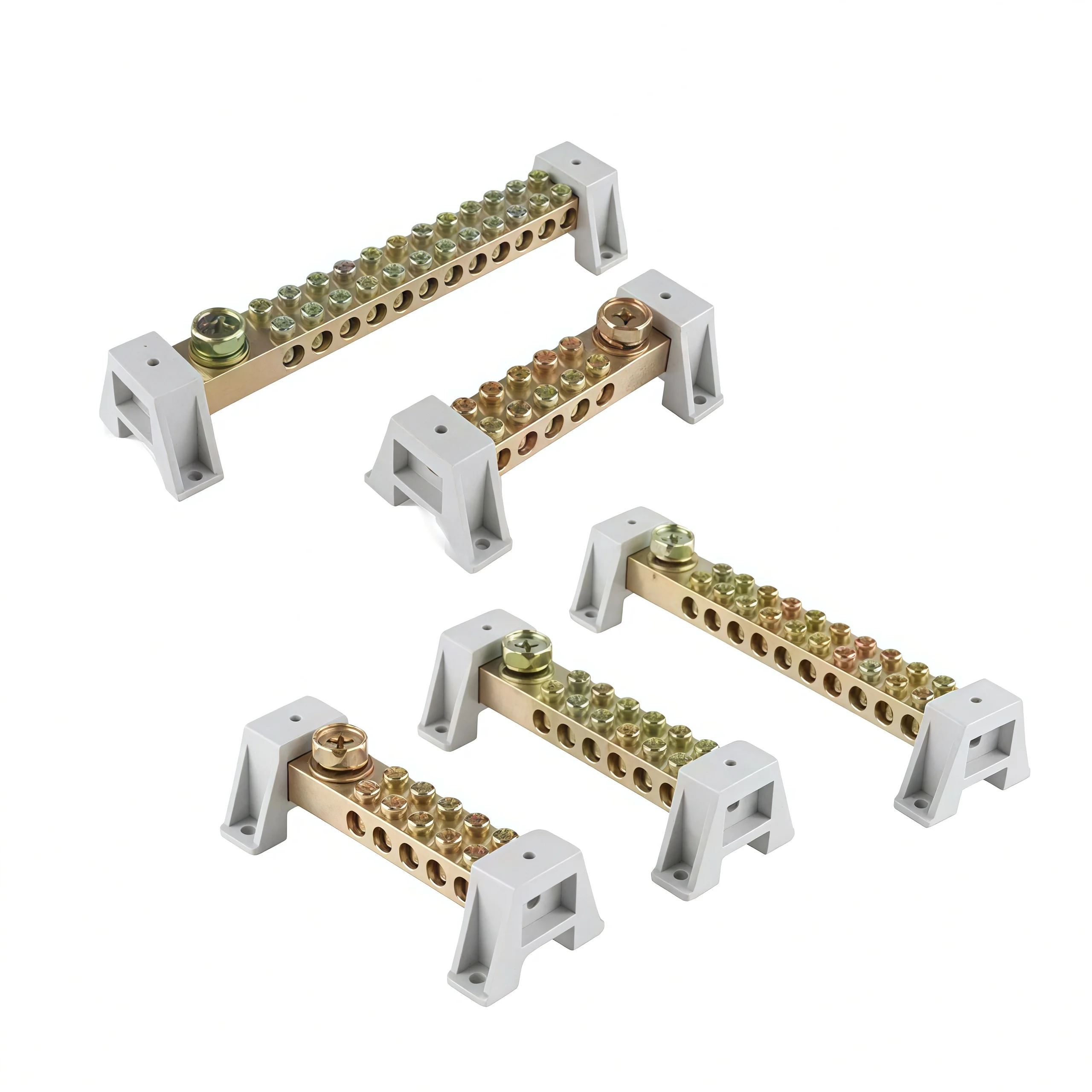 12-Hole Double-Row Grounding Copper Busbar Zero Ground Busbar 12*18 High Current Wiring Copper Busbar Distributor