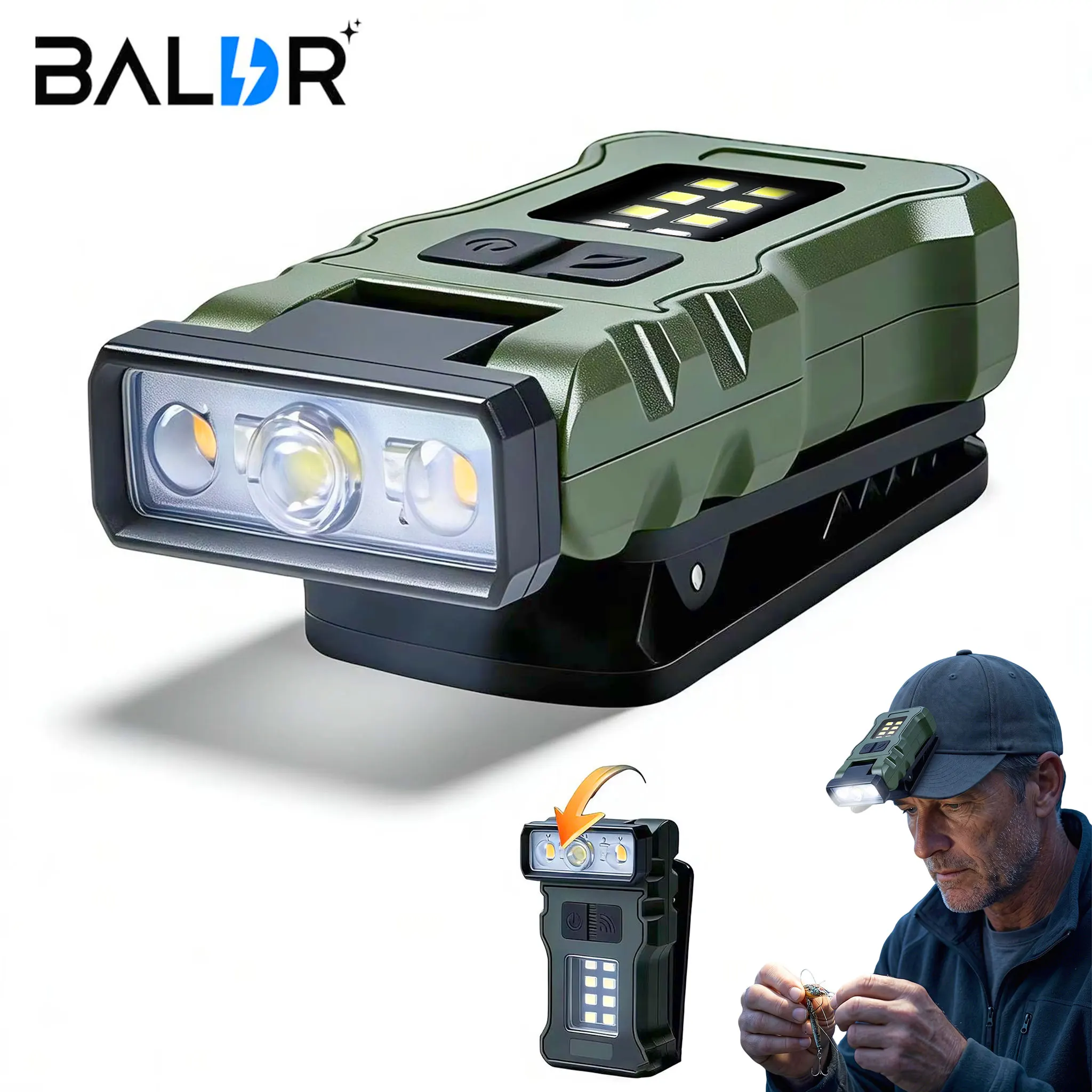 Induction Headlight Long Endurance Lithium Battery Mini Flashlight Strong Light Outdoor Small Portable Multifunctional Hat Cl