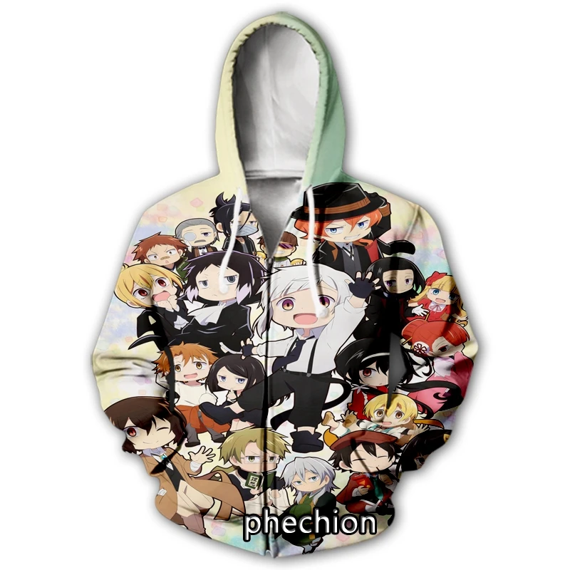 phechion New Men/Women Bungo Stray Dogs 3D Print Casual Zipper Hoodies Fashion Coat Hip Hop Clothing Tops Sports Zip Hooded B77