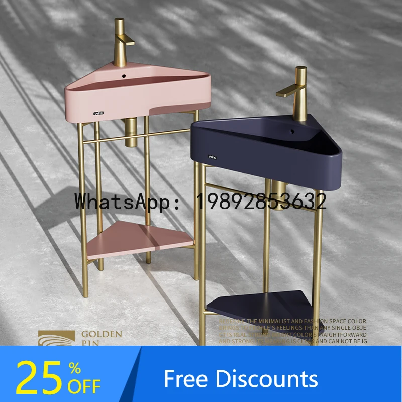 YFY Triangle Floor-Standing Washbasin gold Small Apartment Bathroom Stainless Steel Bracket Corner Washbasin