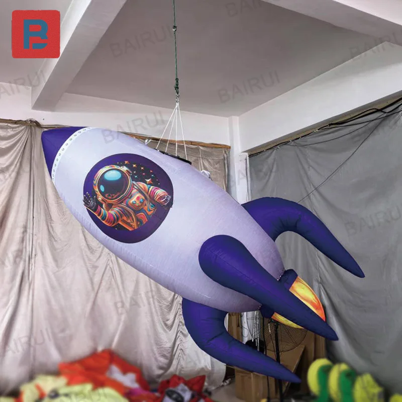 Inflatable rocket Creative outdoor party activity Inflatable flying in the sky Airborne rocket Suspended inflatable rocket