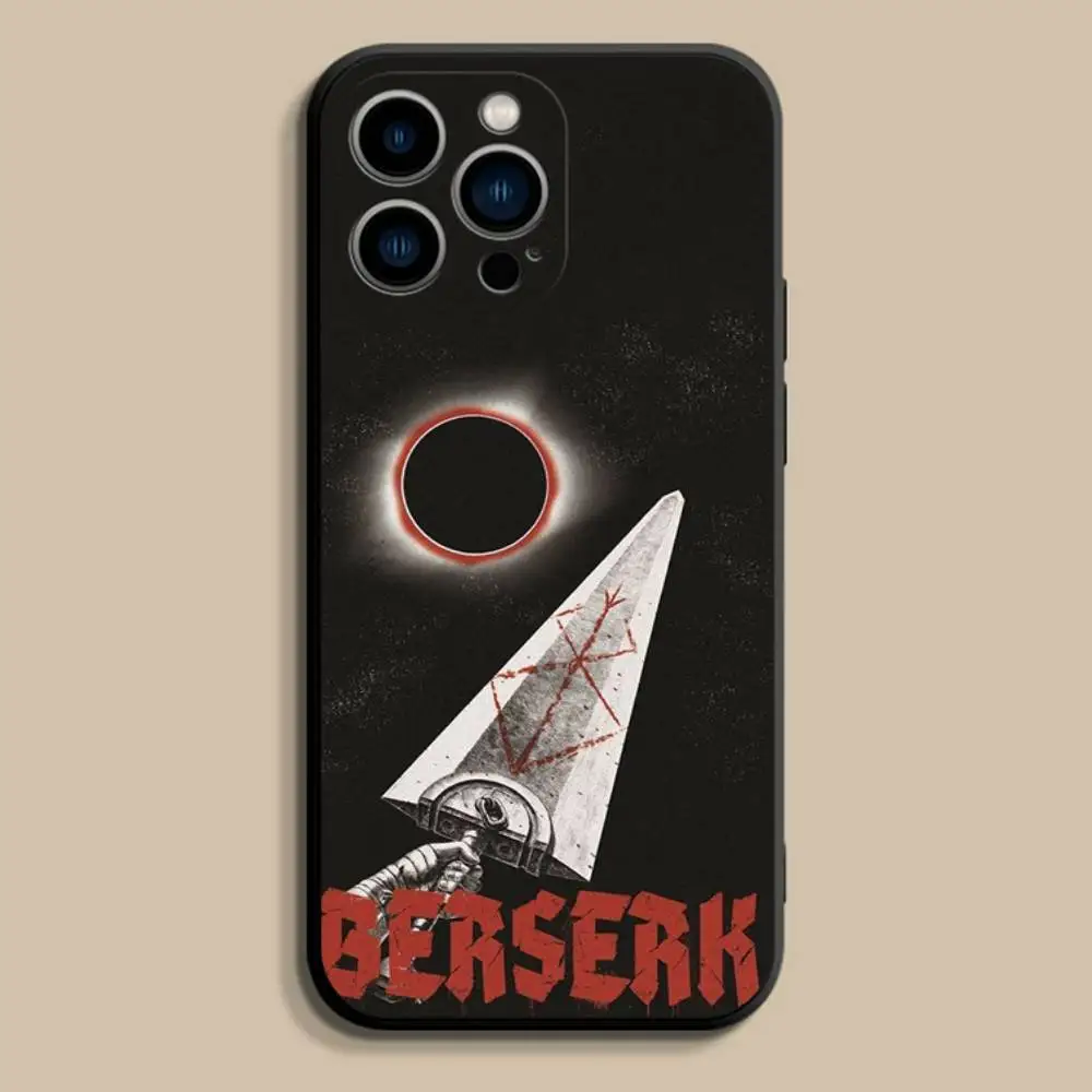 Anime B-Berserk GutS Phone Case For iPhone 17,16,15,14,13,12,Pro,Max,Plus,E,SE4,Air,Mini Black Soft Cover