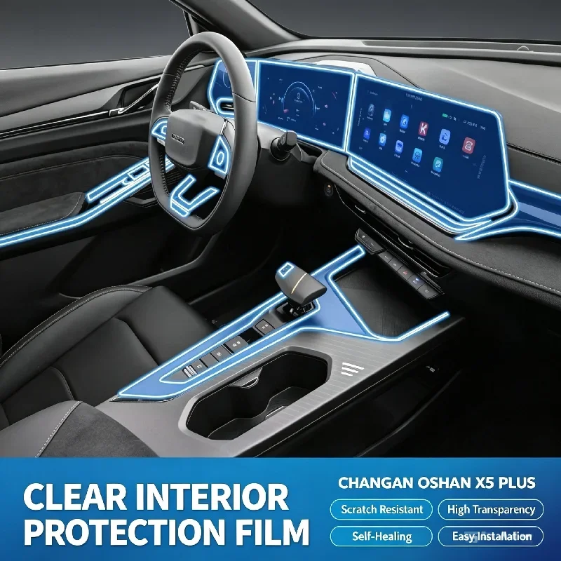 For 25 models of Changan Oshan X5 Plus center console gear shift film navigation screen soft protective film modification