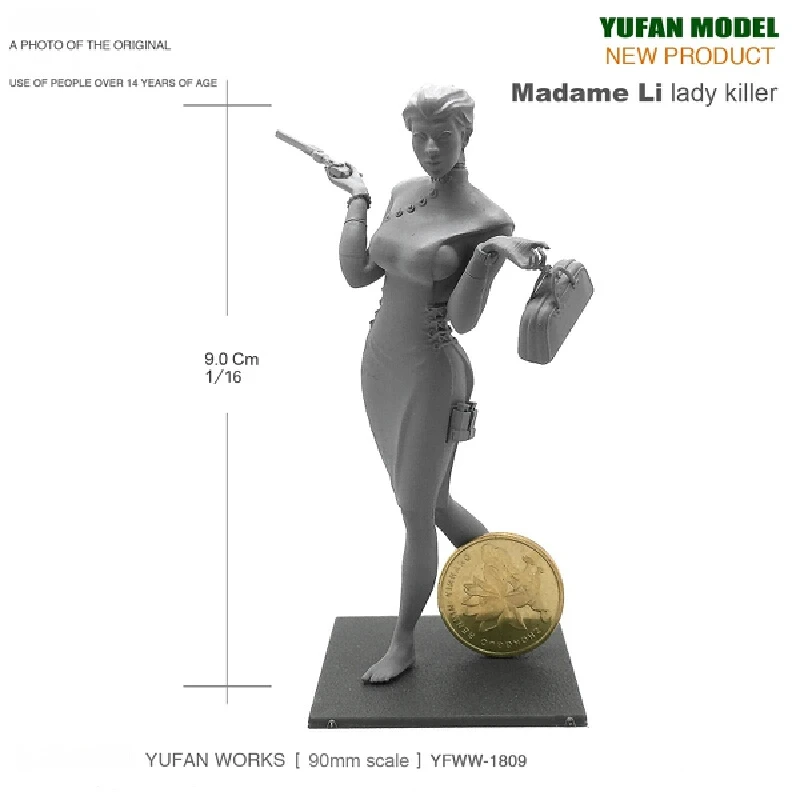 

90 мм фигурка модели из смолы Madame Li Lady Killer Gk микро миниатюрная 3d печатная белая модель игрушки в разобранном и неокрашенном виде