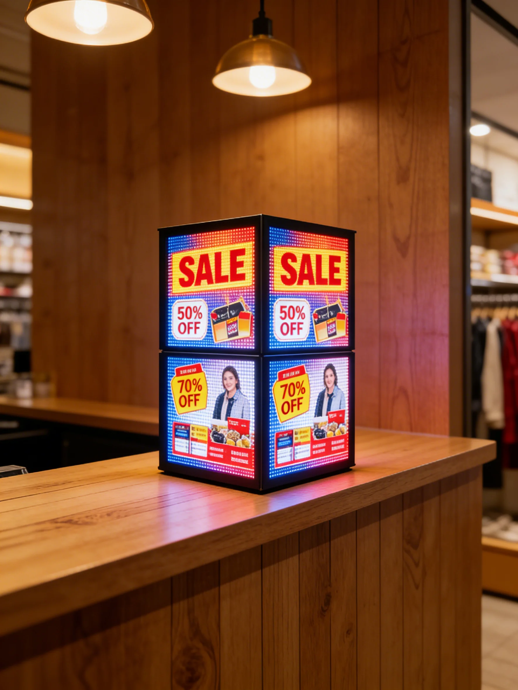 P1.86 Four Sides LED Cube Display 320x160mm Indoor Magic Cube Advertising Screen GOB Waterproof USB Phone Control