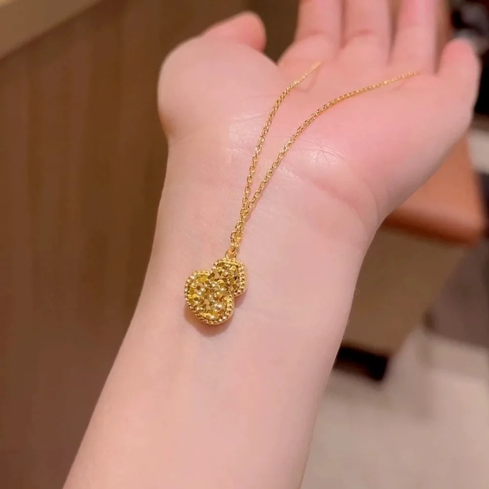 Vintage Chinese Dragon Scale Ice Gourd Pendant Double Sided Two Tone Elegant Versatile Clavicle Chain Fashion Jewelry For Women