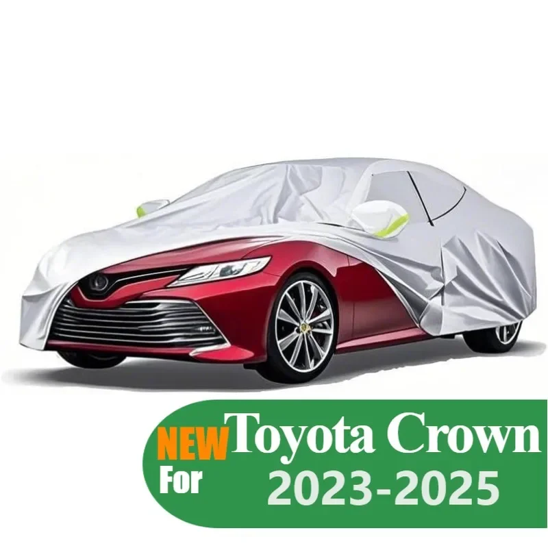 

5-layer all-weather waterproof full Car cover for Toyota Crown 2023-2025 sun-resistant with a storage bag，Silver Oxford Fabric