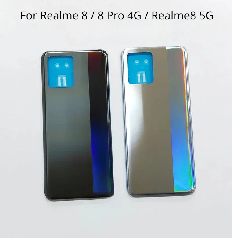 Realme 8,8 pro,4g,5g用のプラスチック製バッテリーカバー,リアドアの交換,電話のリアケース,ロゴ接着剤