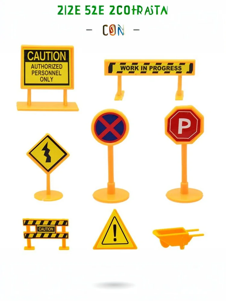 

8 шт. 1:12 мини-городские дорожные знаки-инженерные дорожные конусы и предупреждающие знаки, городская уличная сцена для моделей железной дороги и внутренней области дисплеев