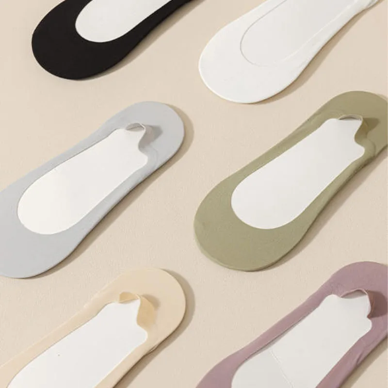 5 Pairs of Women'S Summer Thin Boat Socks Solid Color Breathable Soft Multicolor Sponge Sole Invisible Sock Easy Sweat-Absorbing