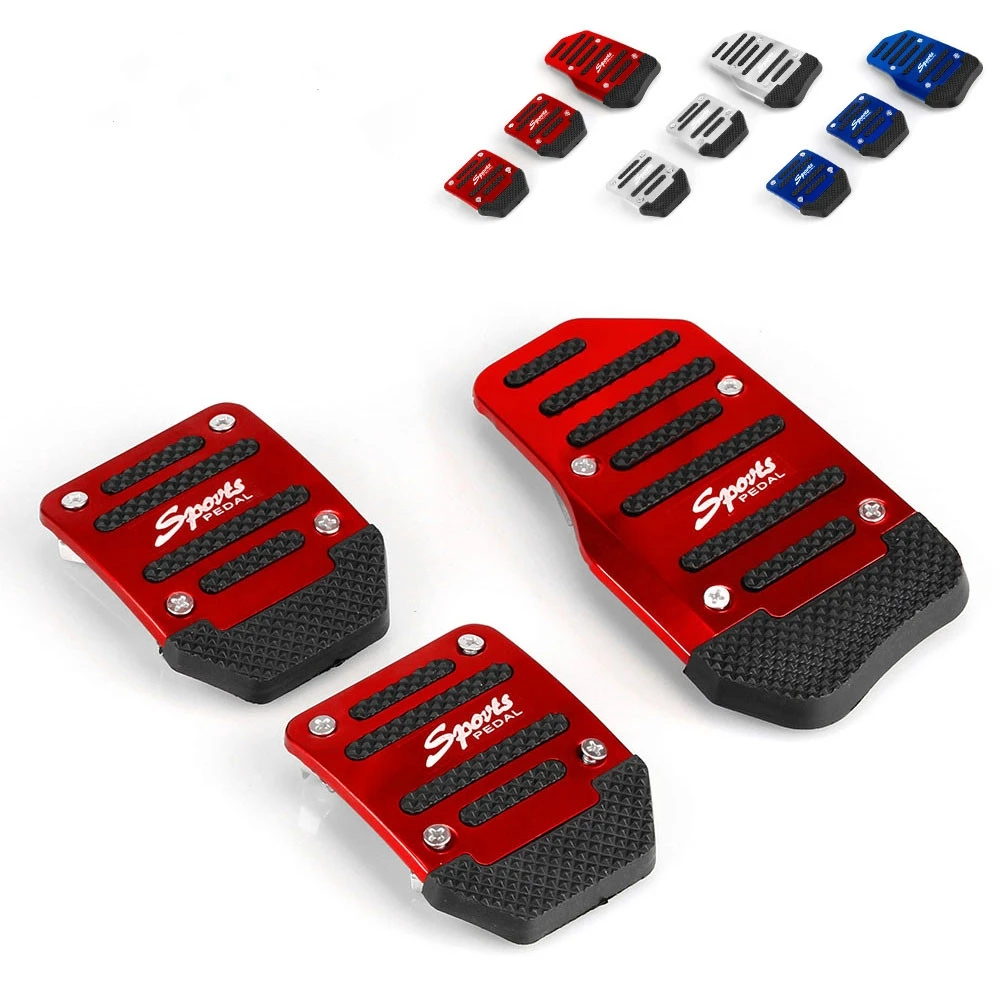 

3Pcs Aluminum Car Manual Series Automatic Brake Accelerator Non-slip Foot Rest Pedal Pad Cover Car Accessories RS-ENL018