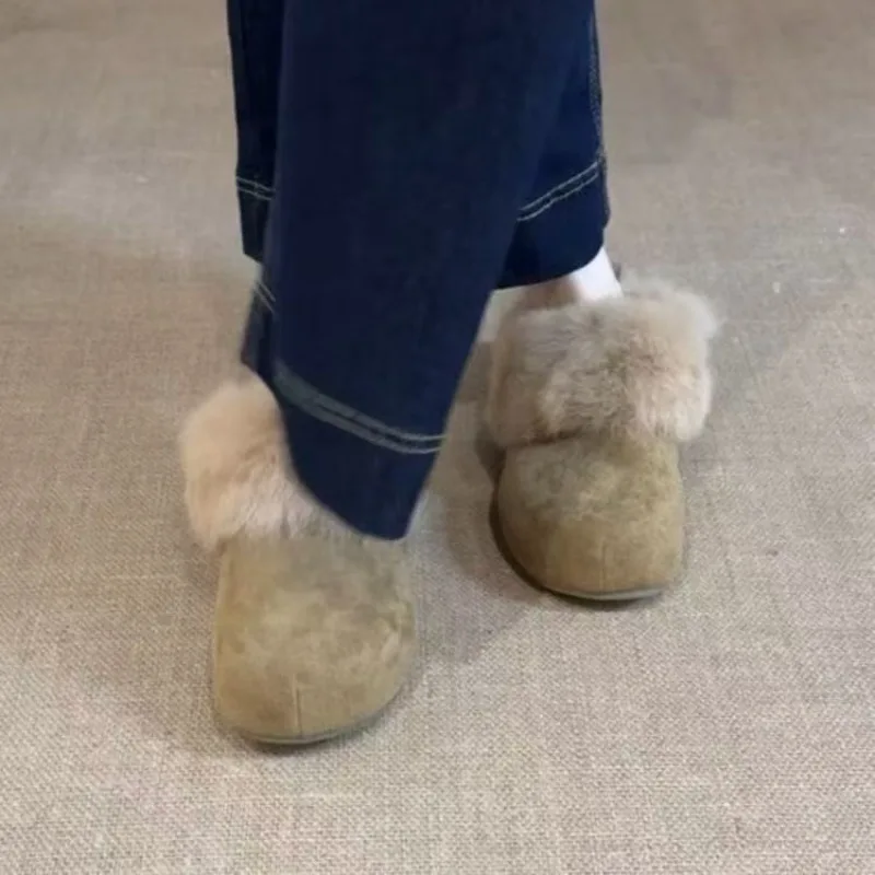 2026 Autumn & Winter New Platform Thick-Soled Mule Furry Slippers - High-Heel, Warm Cotton Slippers for Indoor & Outdoor Wear view 3