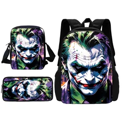 Crazy Evil Horror Child School Backpack With Shoulder Bag Pencil Bags School J-JokerS Bags for Boys Girls Best Gift