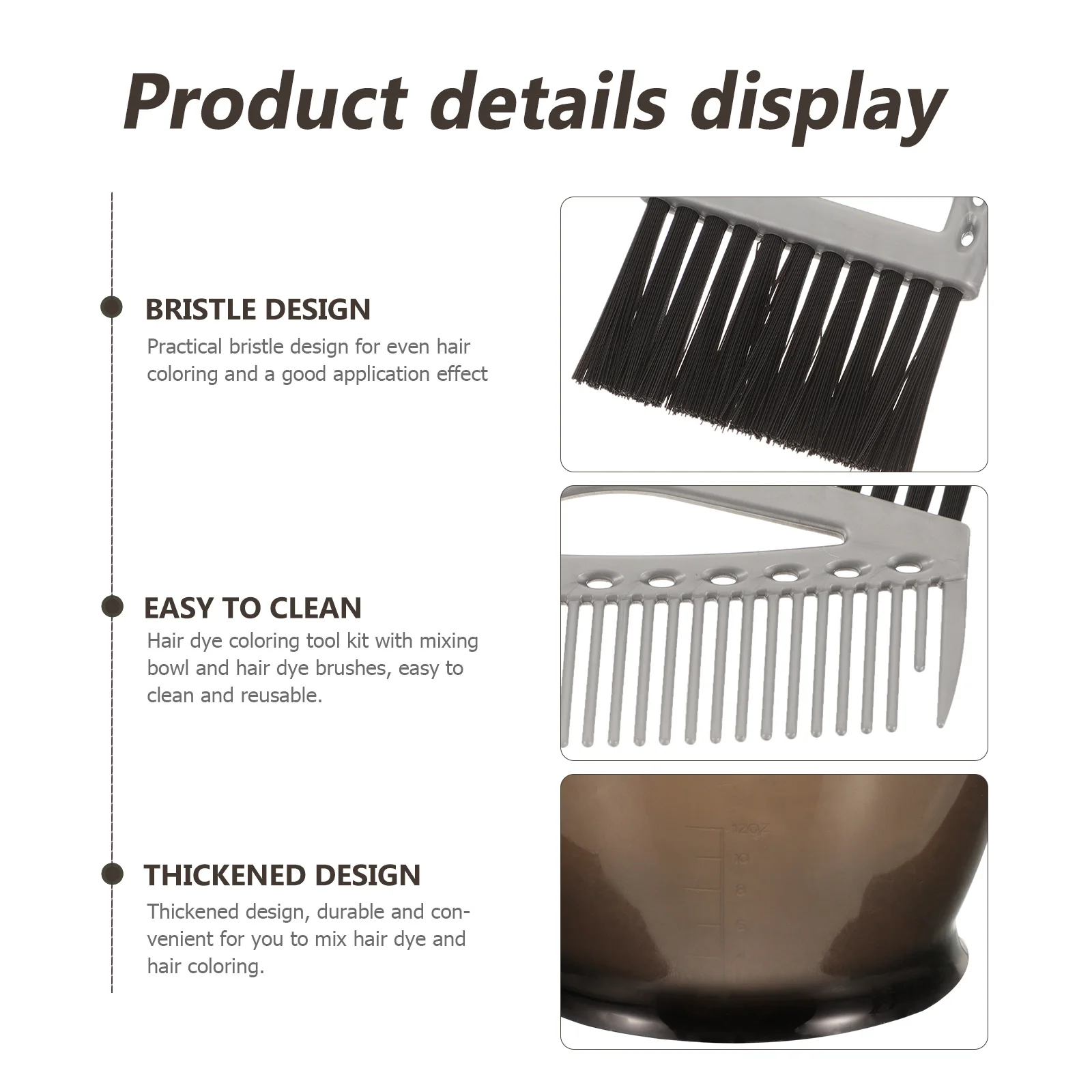 

1Set Hair Coloring Brush and Bowl Set Easy Clean Reusable Dyeing Tools for Tinting Highlighting Bleaching Salon Styling Practice