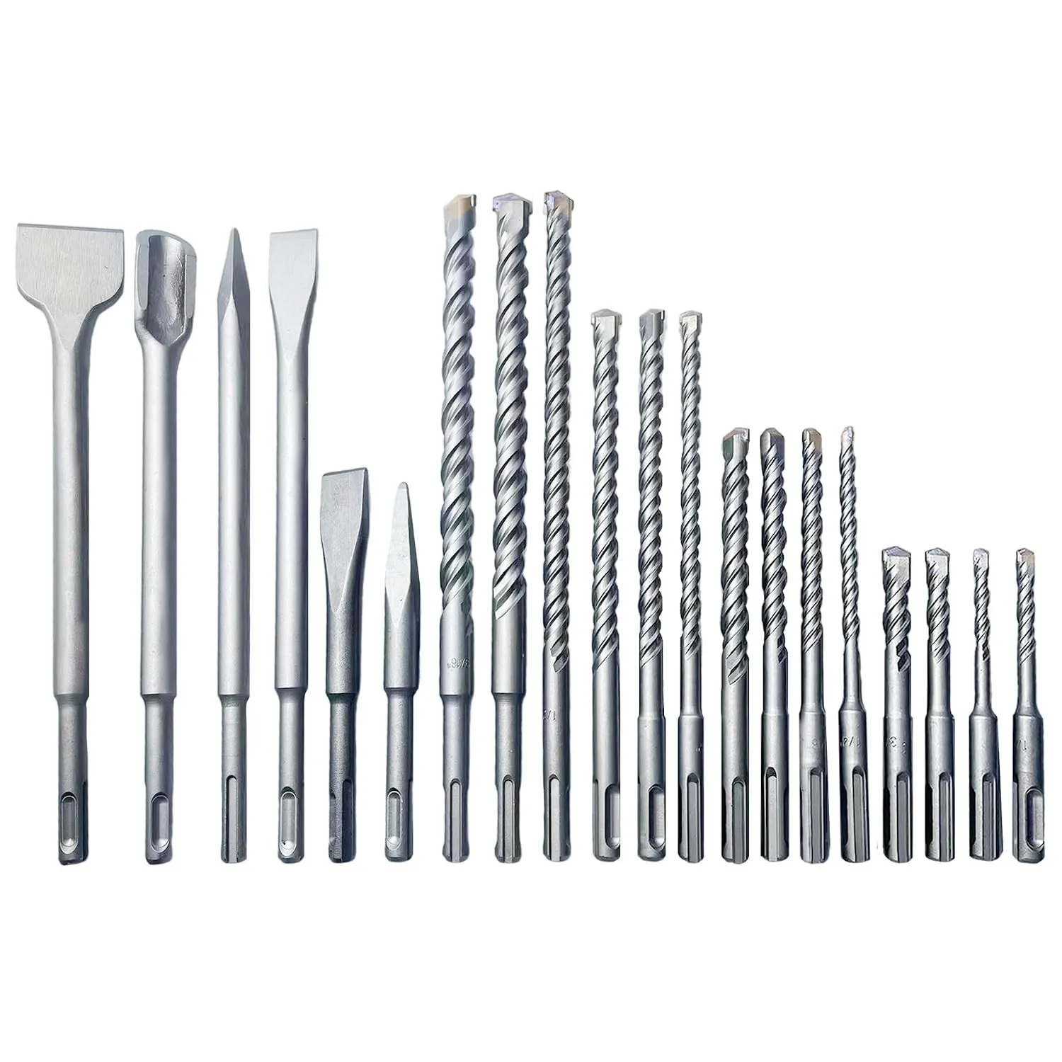 20-Piece SDS Plus Rotary Hammer Drill Bit and Floor Scraper Chisel Set Kit,