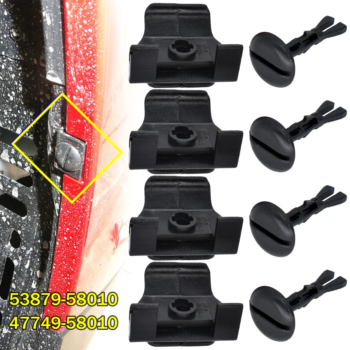 4x Car Front Fender Bumper Cover Clip Retainer 53879-58010 47749-58010 For Toyota Lexus 4Runner Corolla Camry Mudguard Fastener