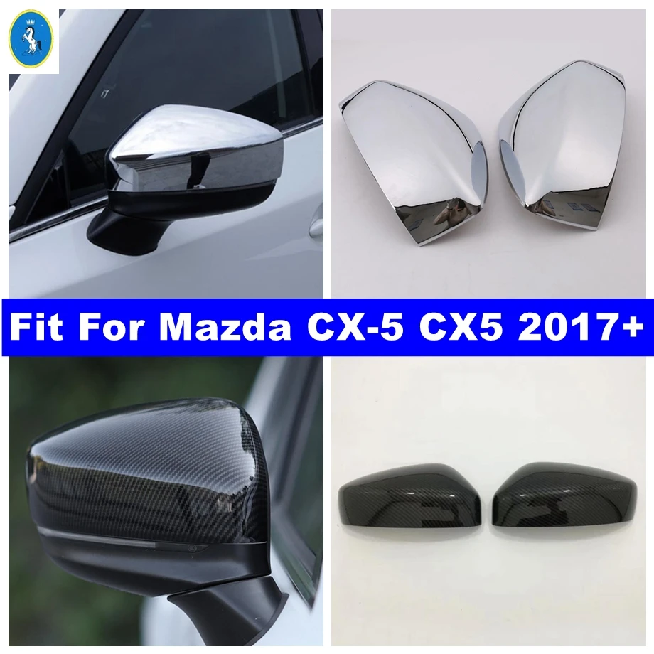 

Auto Door Rearview Mirror Shell Cover Decor Cap Trim For Mazda CX-5 CX5 2017 - 2023 Chrome / Carbon Fiber Exterior Accessories