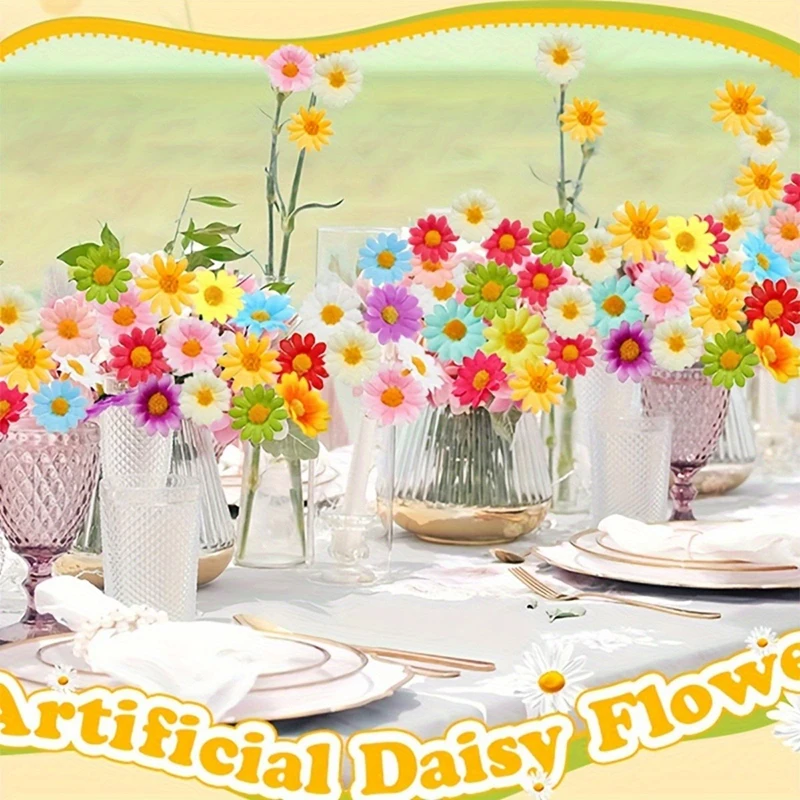 20/50/100 قطعة ديزي الزهور الاصطناعية الحرير ورد صناعي للمنزل ديكور الزفاف الديكور لوازم الحفلات تصميم الأزهار الحرفية هدية