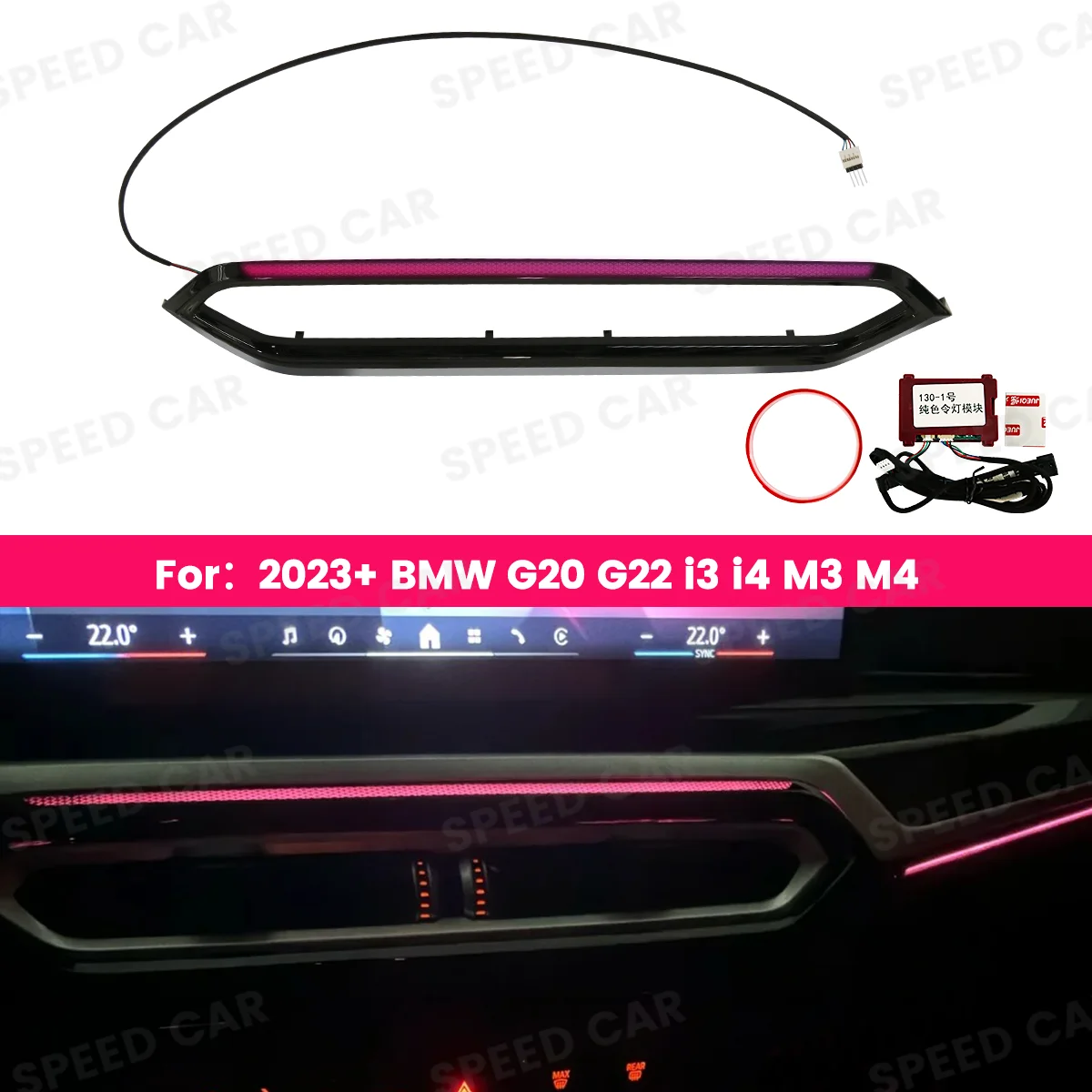 LED Car Vents for BMW 2023+ G20 G22 G80 G82 I3 I4 M3 M4 11 Colors Air Outlet Grille Compatible with Multiple Models