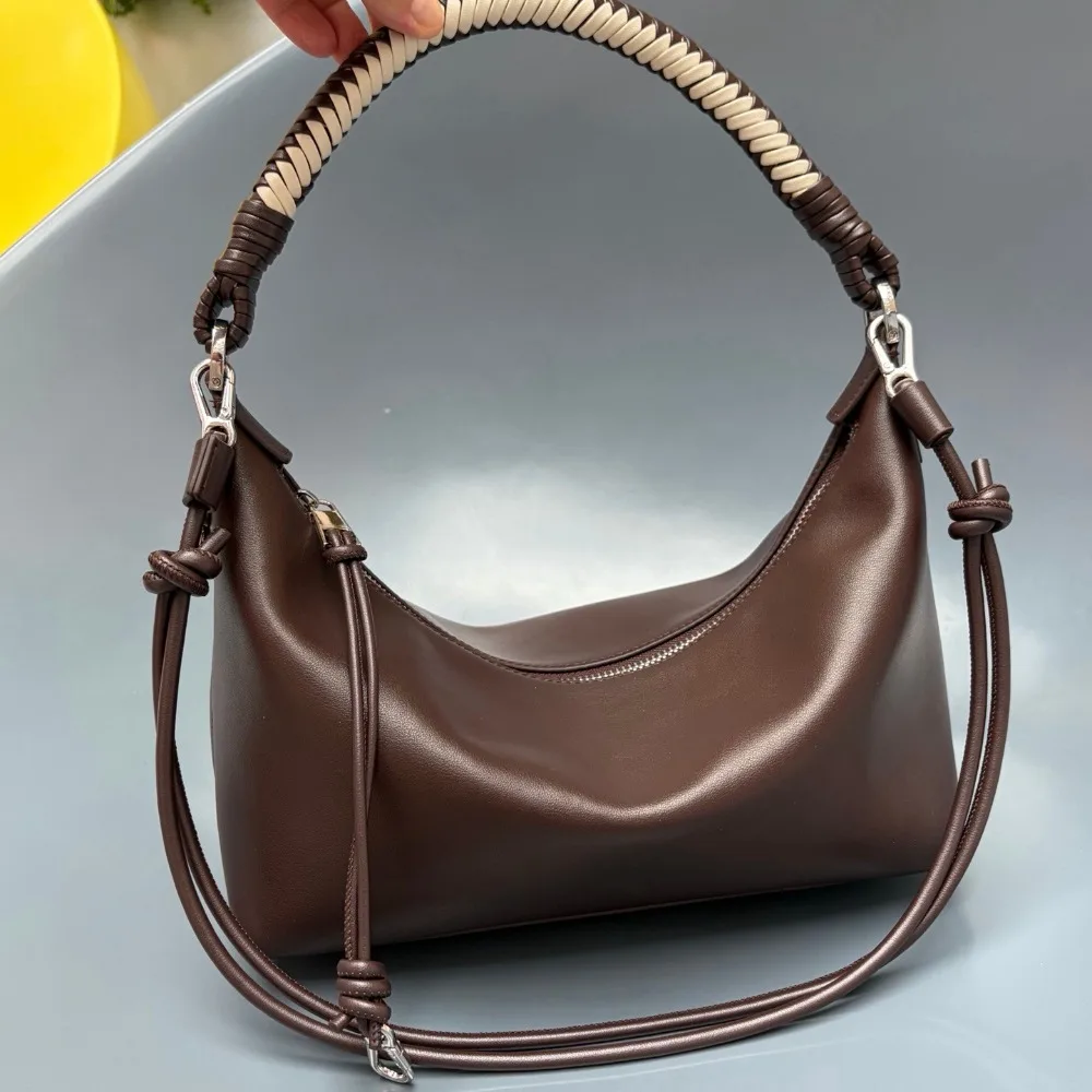 Two-color Woven Premium Underarm Bag Retro Versatile Messenger Texture Unique Fashion Simple Casual Daily Women Versatile