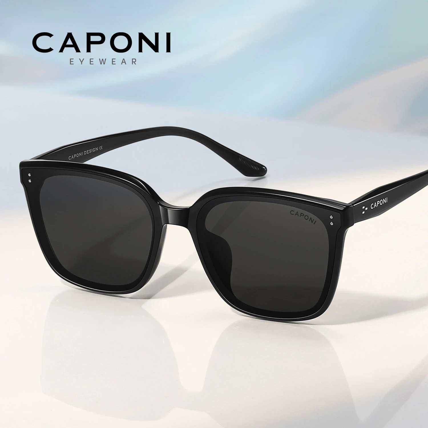 CAPONI Polarized Women Brown Sunglasses Classic Outdoor EMS-TR Driver SunGlasses Anti Glare UV400 Protection Black Shade CP35007