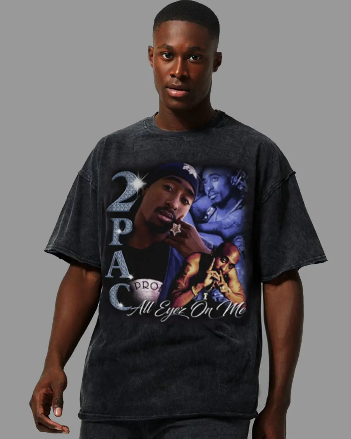 

TUPAC ALL EYEZ ON ME BLACK T SHIRT MINERAL WASH TIE DYE RAP HIP HOP