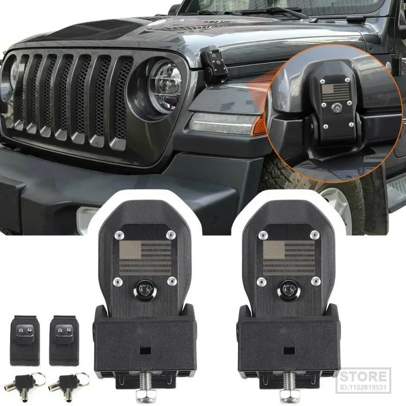 Loquets antivol pour capot Jeep Wrangler JL JLU 4Recruitment, Rubicon Sahara Gladiator JT U.S. Feel, Loquets de loquet, 2018, 2019, 2020, 2021, 2022