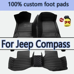 Car Floor Mats For Jeep Compass 2021 2022 2023 2024 Carpets Foot Pads Accessories Interior Parts Waterproof Protect Rugs Covers