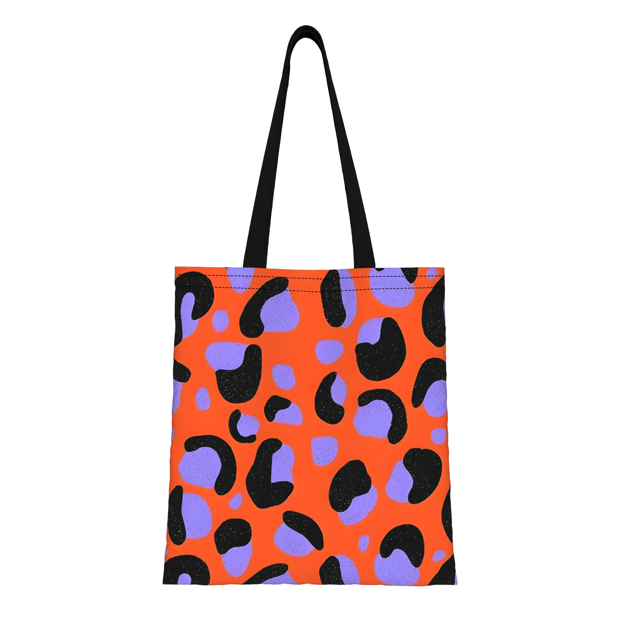 

Red Leopard Leopard Print Canvas Tote Bag Perfect for Grocery Women's Top-Handle Bags