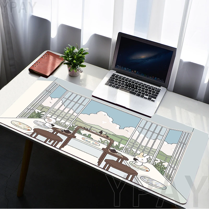 Tappetini per mouse carini con bordo di bloccaggio Tappetino per mouse grande in gomma naturale Tappetini per mouse XXL Tappetino per mouse per giocatori Tappetini per tastiera 100x50 cm