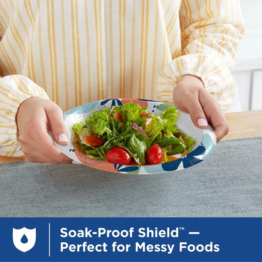 أطباق ورقية متينة قابلة للتحلل للاستعمال مرة واحدة، عدد 100 مقاومة للتسرب في الميكروويف شديدة التحمل 91 #4