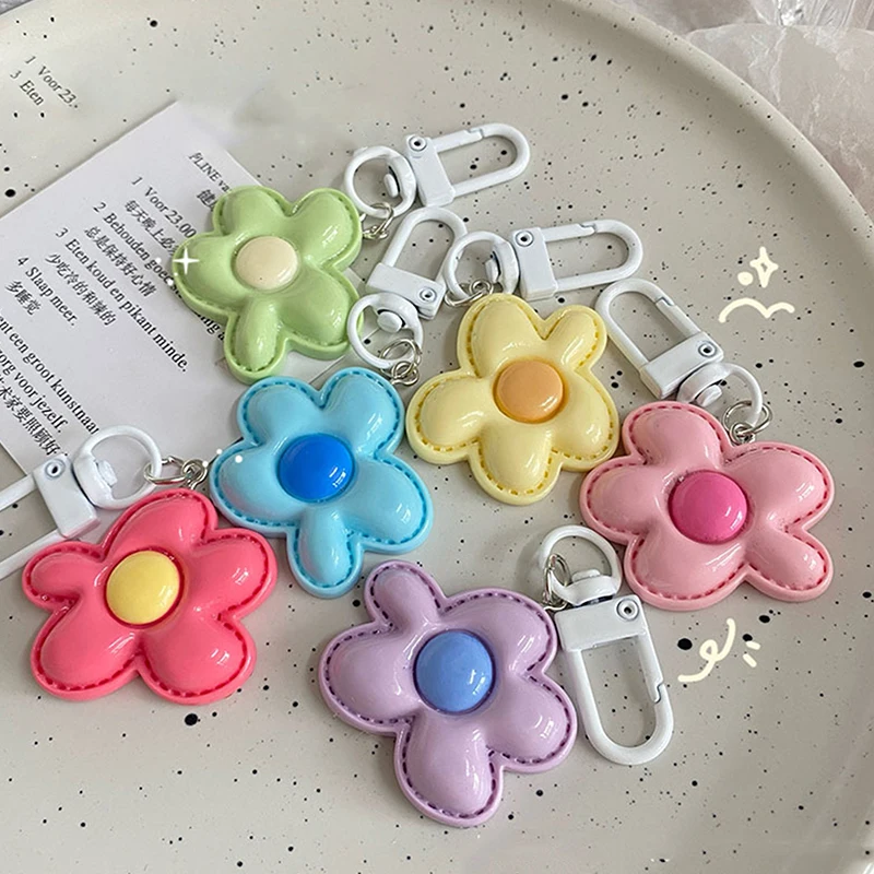 Candy Color Key Chains Cute Color Flower Pendant Keychains Decor Jewelry Bag Earphone Case Pendant DIY Accessories Car Key Ring