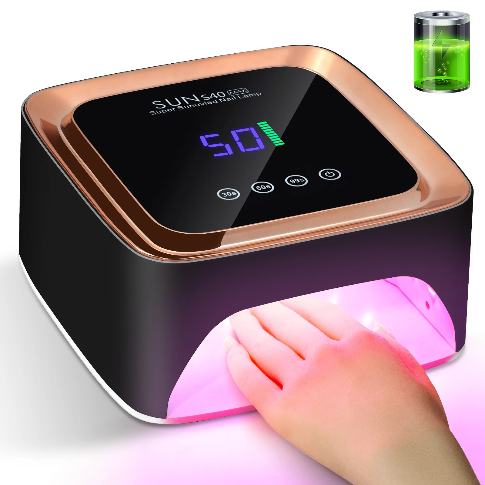 57 UV LED Nail Lamp Rechargeable Gel Nail Dryer with Timers Automatic Sensor LCD Display Large Screen Manicure Light Tool