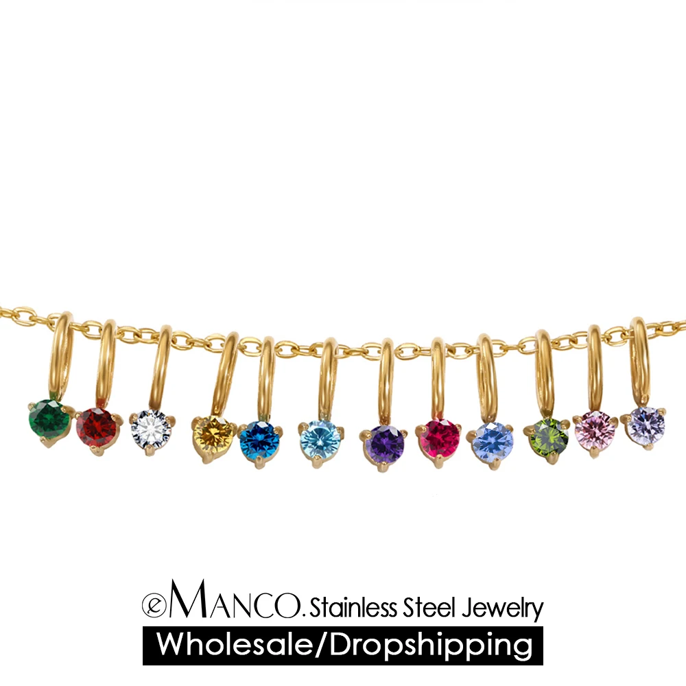 EMANCO Fashion Crystal Zircon Pendant Charm for Lady 14K Gold Plated Charms High-End Stainless Steel Necklace Jewelry Making
