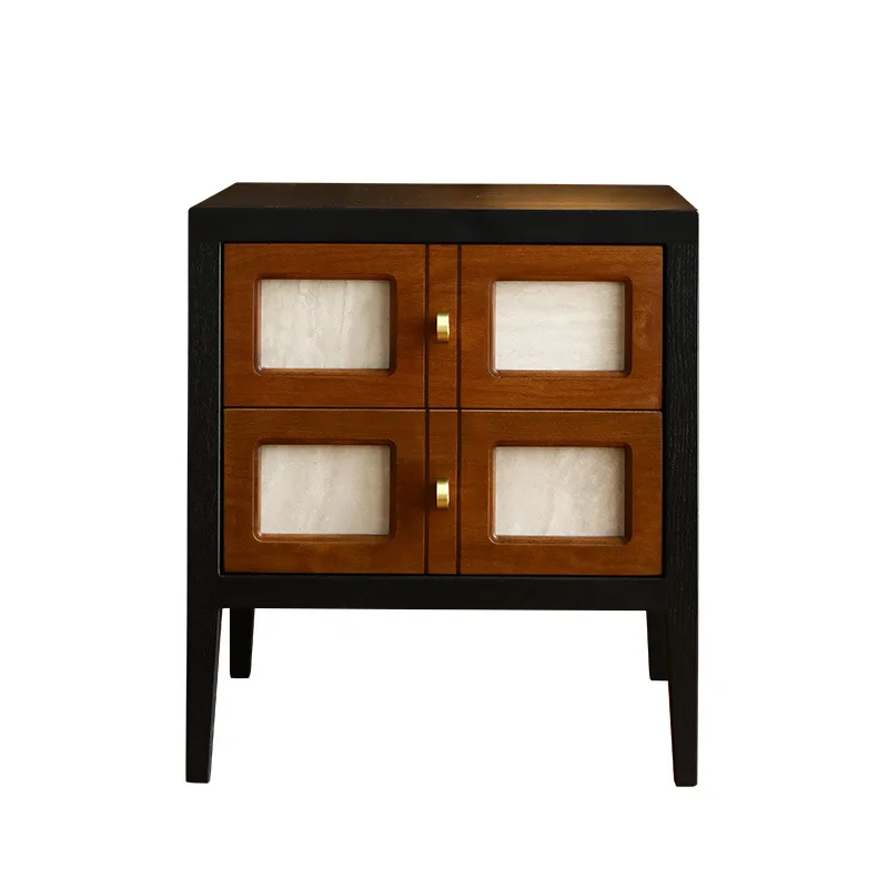 contrasting color simple side cabinet Nanyang style Chinese style solid wood all solid wood cabinet storage