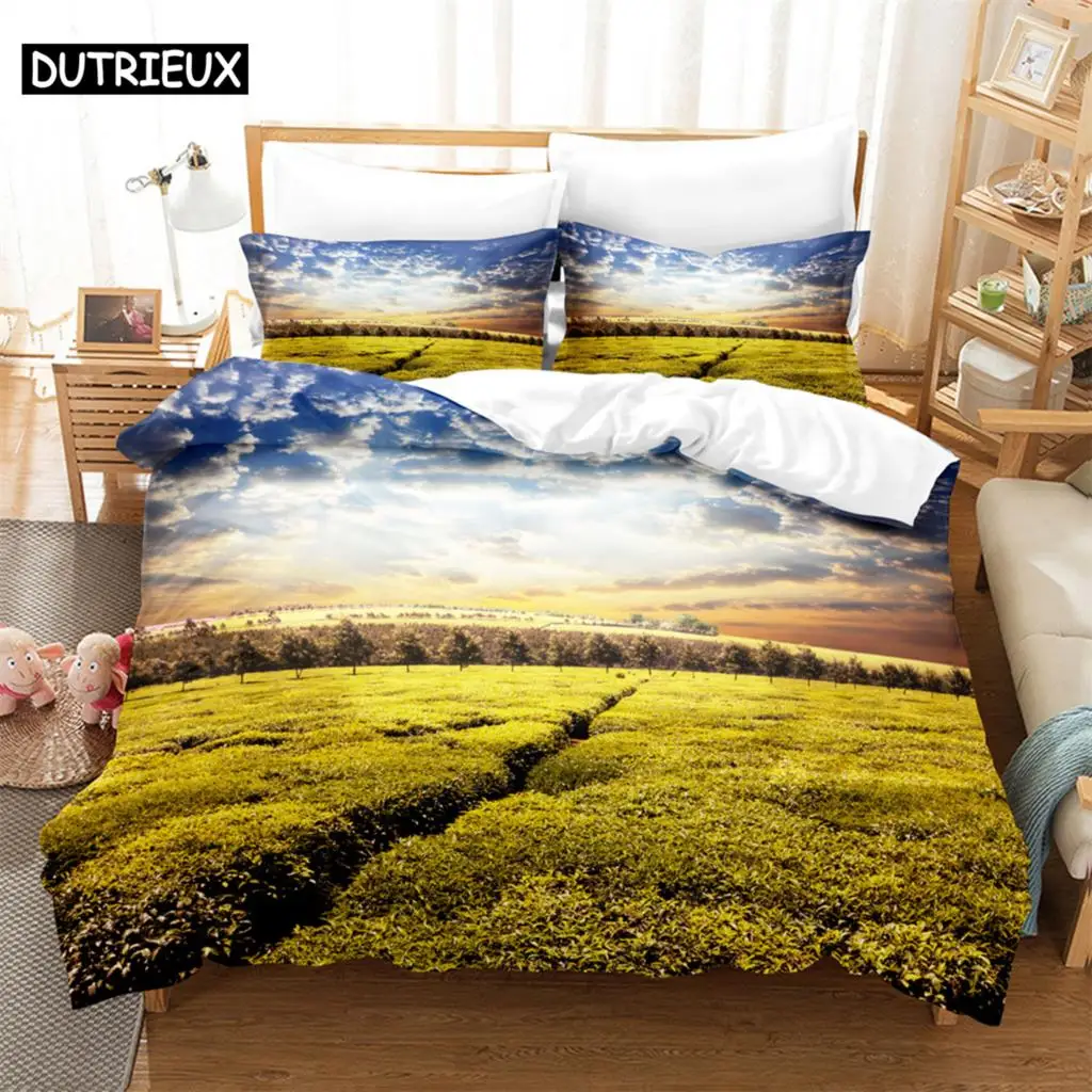 

Blue Sky Tea 3D Digital Bedding Set,Duvet Cover + Pillowcase,Popular Style 2/3 pcs.(No padding No sheet) queen bedding set