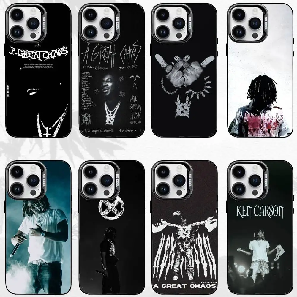 

Ken Carson More Chaos Phone Case For iPhone17,16,15,14,13,12,11 Plus,Pro Max Black Matte Shockproof Cover