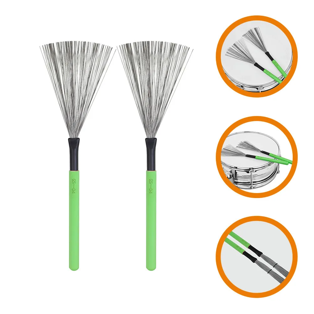 

1Pair Drum Brushes with Maple Handle for Percussion Instruments Crisp Soft Tones Wood Handle Drum Brush Portable for Adults