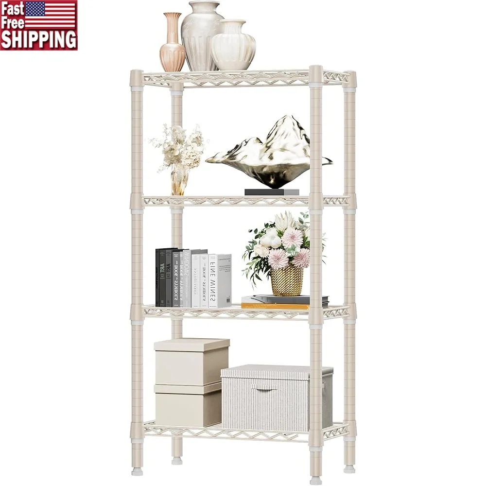 

Sturdy 4 Tier Metal Storage Shelves Adjustable Wire Rack Garage Kitchen Bathroom Organizer Space Saver