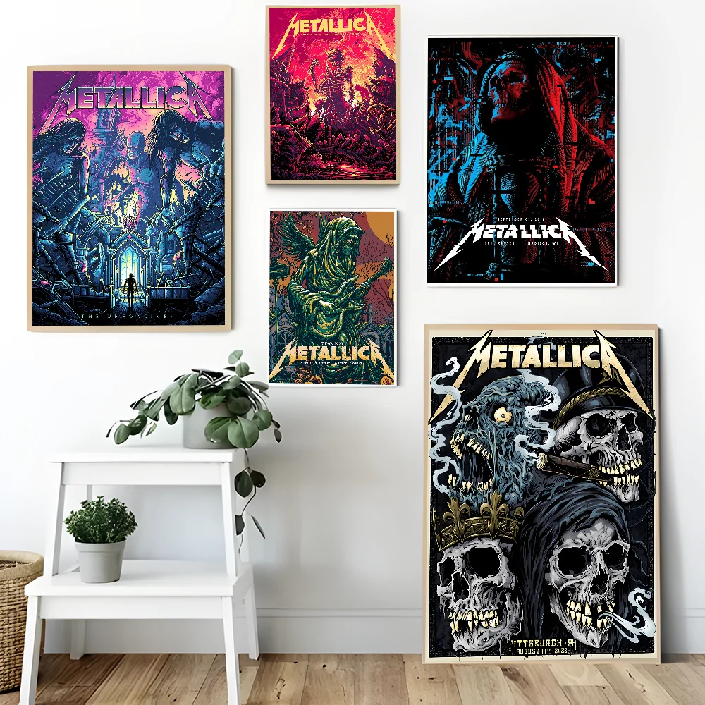 Band M-METALLICA Cool Movie Sticky Posters Fancy Wall Sticker For Living Room Bar Decoration Vintage Decorative Painting