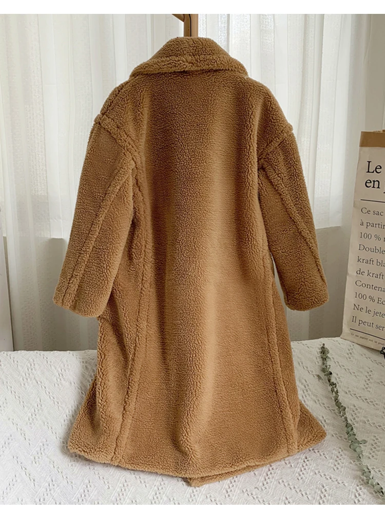 ZADORIN Zimowy Gruby Ciepły Jednolity Płaszcz Teddy Damski High Street Oversize Różowy Sztuczny Kożuch Damski Długi Płaszcz Kurtka ze Sztucznego Futra