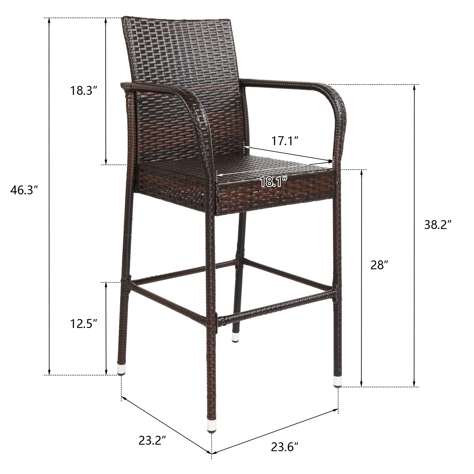 2pcs High Outdoor Bar Chair Brown Gradient  for Outdoor or Backyard
