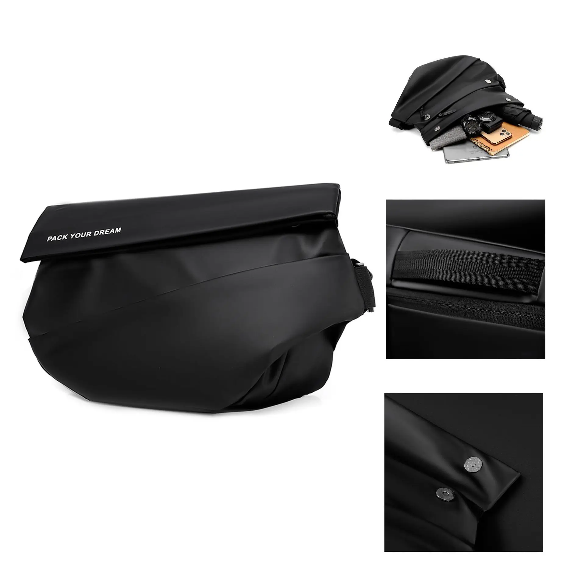 Men's Functional Crossbody Trendy Multi-functional Shoulder Outdoor Casual Magnetic Buckle Messenger Waterproof Chest Bag