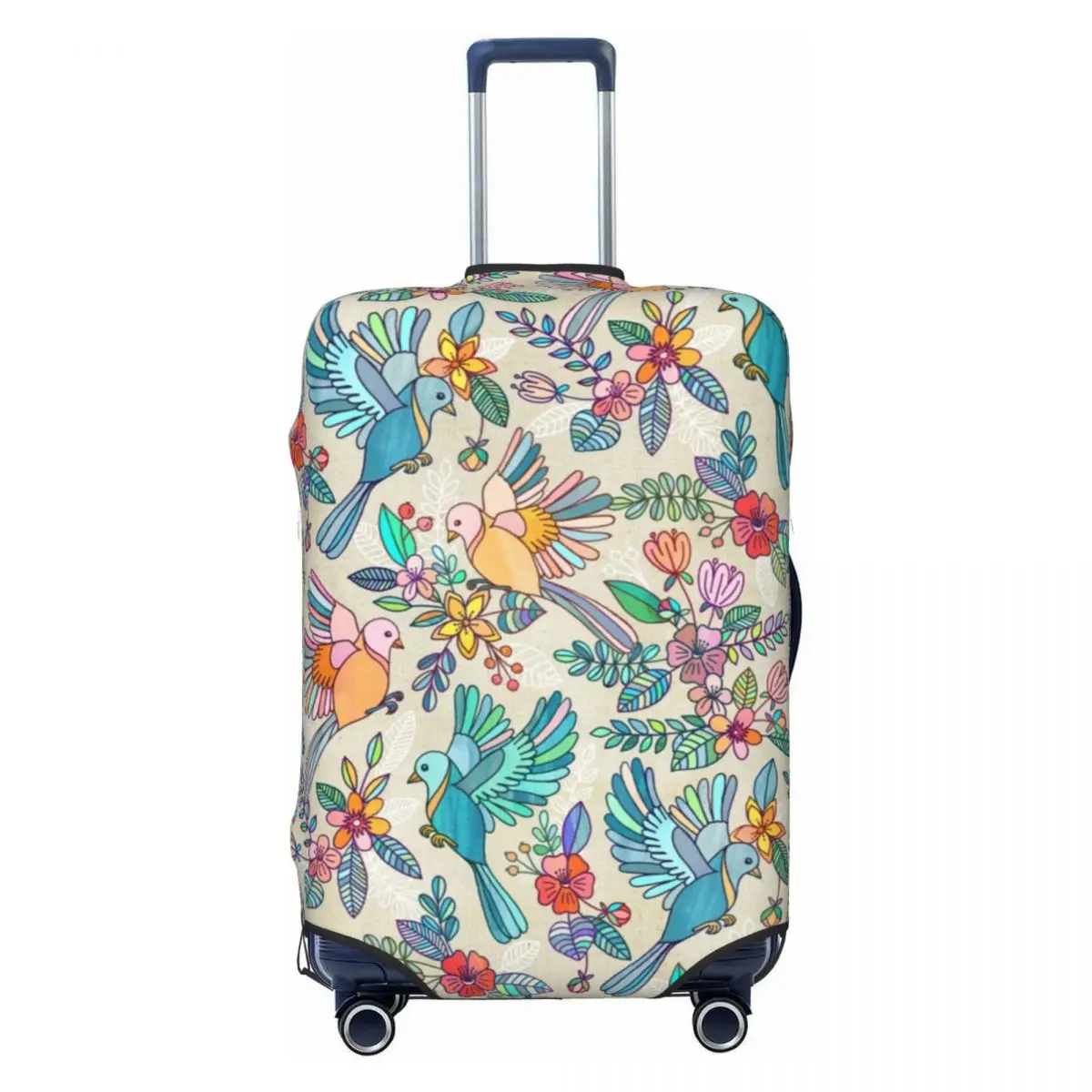 Whimsical Summer Flight Suitcase Cover Bird Flower Colorful Cute Business Protection Vacation Useful Luggage Accesories