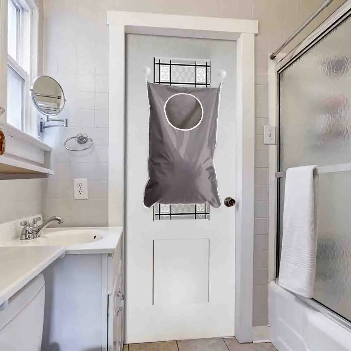 

1pc Multifunctional Oxford Canvas Storage Bag Door Hanging Laundry Organizer Machine Washable Closet Space Saver Dust